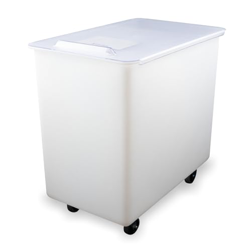 Image of Carlisle FoodService Products BIN4402 Portable Ingredient / Food Storage Bin with Sliding Lid, 44 Gallon, White