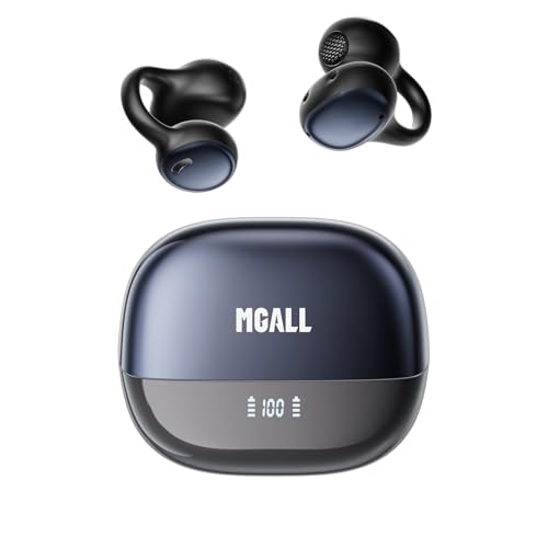 Image of PAXA 2026 Open Ear Clip On Earbuds with LED Display, Ultra-Light Comfort Bluetooth 6.0 Wireless Clip On Ear Buds 50H Playtime Responsive Touch for Women Girl Work, Fitness, Daily Use, MGC11 Gray