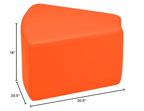 Image of Sprogs 12 inch H Structured Wedge Stool -Flexible Modular Collaborative Soft Seating for Office, Home, Lounge and School Classrooms with Durable Frame & Set of 6 inch Legs Add-on -Orange