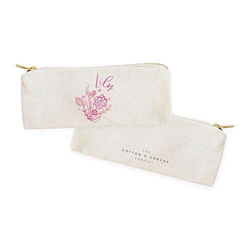Image of The Cotton & Canvas Co. Personalized Name Pink Floral Small Cosmetic Case and Travel Pouch for Office and On the Go