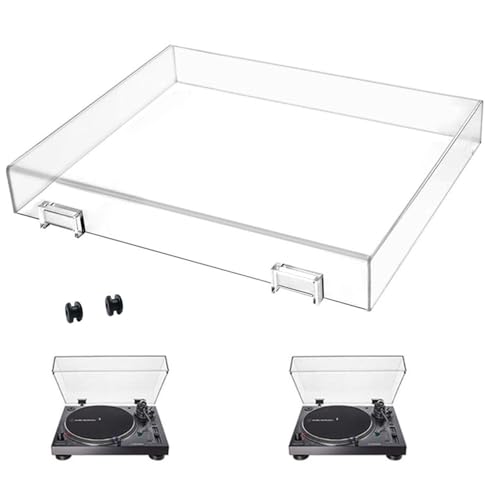 YJNBEST Stereo Turntable Dust Cover Protector Compatibe with Audio AT-LP120XUSB-BK/AT-LP120XBT-USB-T-e-c-h-n-i-c-a, Clear Acrylic Stereo Turntable Dustcover for Modern Vintage Record Players, Clear
