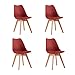 Set 4 sedie in polipropilene, seduta in ecopelle e gambe in faggio, colore Rosso, modello Paleri