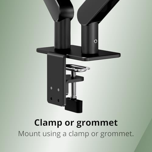 Image of AOC AM420G Dual Monitor Stand - Full Adjustable Monitor Desk Mount Swivel Vesa Bracket with C Clamp, Grommet Mounting Base for 17 to 34 Inch Computer Screens - Each Arm Holds 4.4 to 19.8lbs
