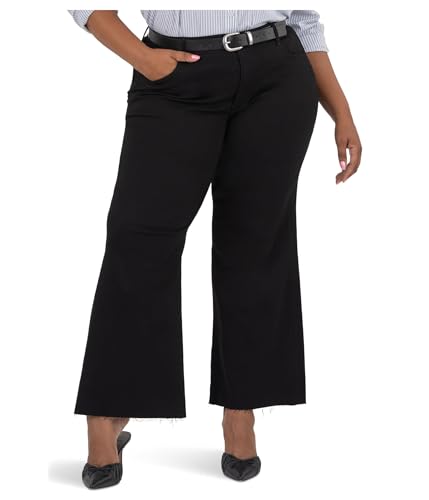 KUT from the Kloth Women's Plus Meg High Rise Fab Ab Wide Leg Raw Hem-Long Inseam