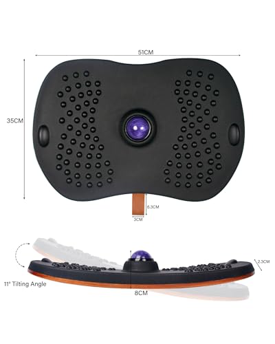 Image of Balance Board for Standing Desk with Massage Ball, Anti-Slip Wobble Board for Office & Home, 360 Rotation Wooden Core Mat for Foot Pain Relief & Anti-Fatigue, Supports 300 lbs