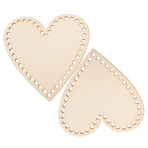 ERINGOGO Wooden Basket Bottom Circle Hoop 2pcs Mini Embroidery Frame for Knitted DIY Crochet Basket Making Heart Bag Bottom