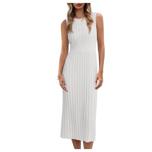 17+ Fall Outfit Ideas for Women That Always Look Stylish White Midi Tank Dress