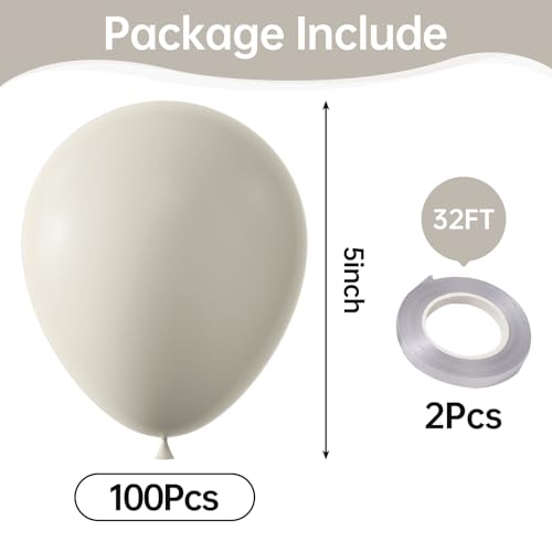 Image of KALOR Retro White Sand Balloons,100 Pcs 5 Inch Mini Matte Latex Balloons for Balloon Garland Arch, Birthday Decoration, Wedding Party, Baby Shower Decorations