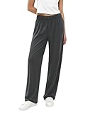 SEAJOJO Wide Leg Pants Woman High Waisted Casual Modal Soft Lounge Pajamas Slacks Comfy with Pockets Dark Grey