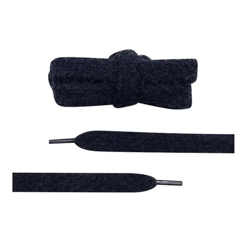 FOVAOK 3 pares de cordones de felpa planos Coolstring de 15 mm de ancho, diseño esponjoso, perfecto para mujer, zapatos casuales (3971 negro, 200 cm)