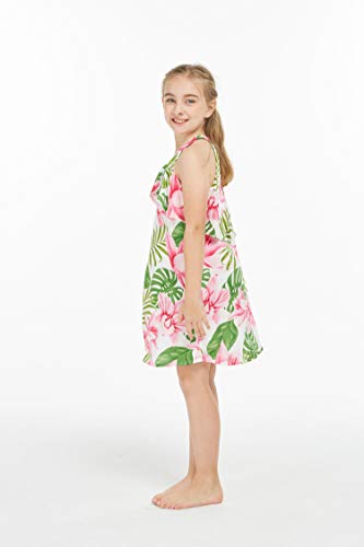 Girl Hawaiian Round Neck with Ruffle Dress in Lotus and Orchid4