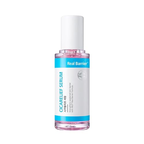Real Barrier Cicarelief Serum 40ml, Revitalizing Centella-Calming Complex Pink Vitamin Serum para piel sensible al acné, Spot Care con Cica, Calamina, 1.35 Fl Oz