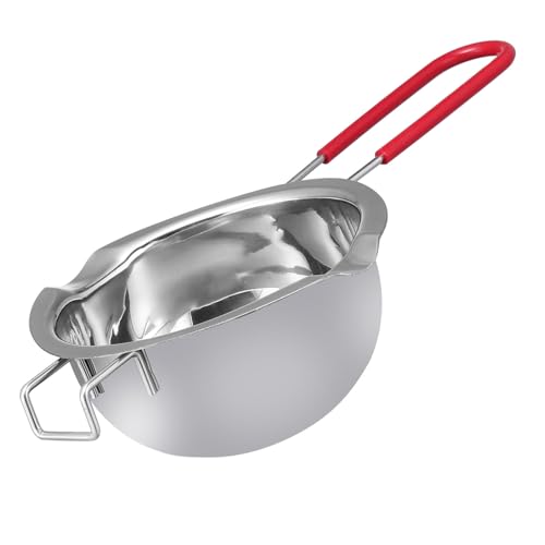 NULYLU Olla Mango de Silicona Antideslizante para Derretir Chocolate y de Acero Inoxidable y Tapa para Mantener Caliente, Adecuado para Cocina y Repostería