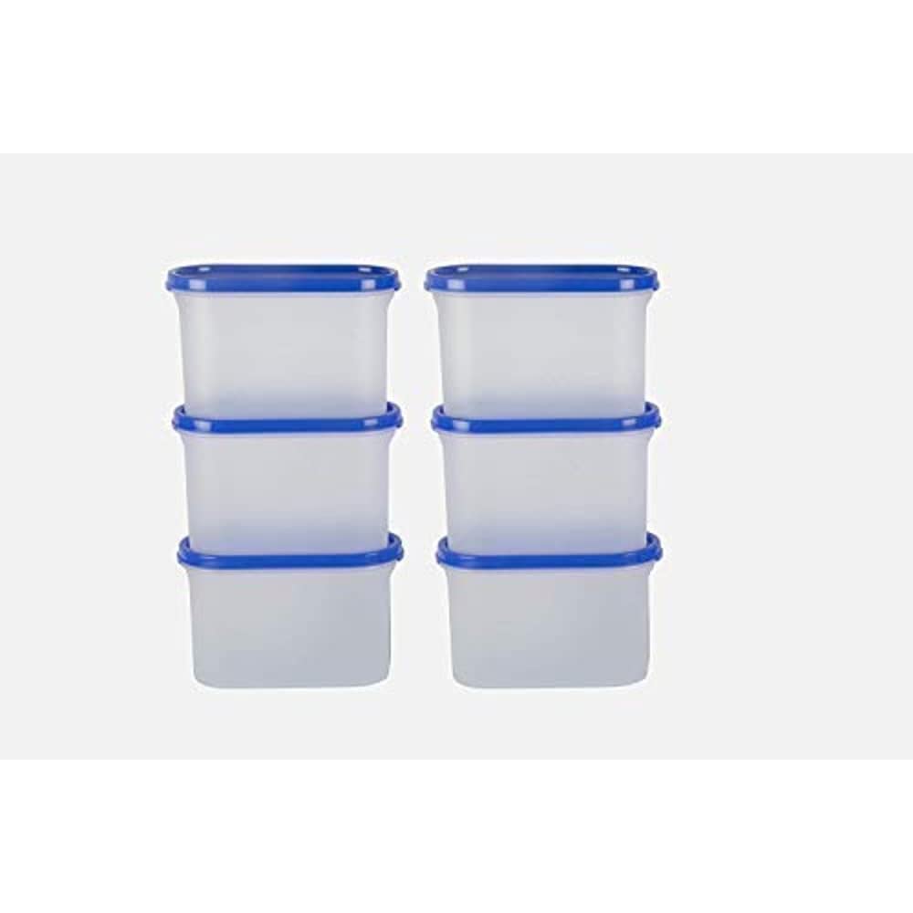 SIMPARTE Recipiente hermético de plástico para almacenamiento de cocina con tapa para almacenamiento de cocina, apilable, sin BPA (azul claro, 1200 ml, juego de 6)