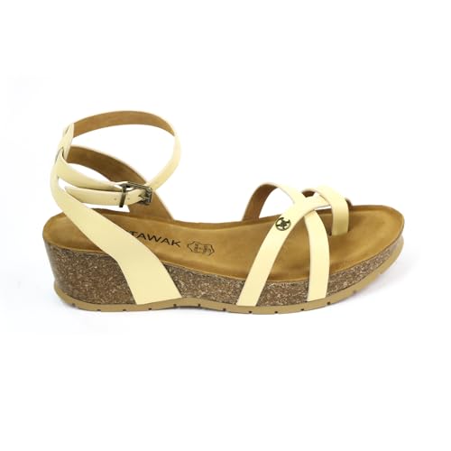 CHATTAWAK - Sandalia de tacón para mujer, 13VERABUTTER38 EU, mantequilla, 38 EU