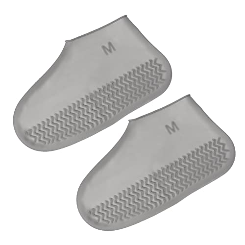 Cubrecalzados plegables impermeables de silicona, reutilizables y antideslizantes para lluvia y nieve, color gris, 1 par miniatura 1