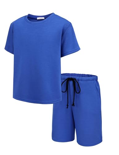 Image of Arshiner Toddler Boy Summer Short Clothes Sets Crewneck Tees and Shorts Casual Playwear Outfits