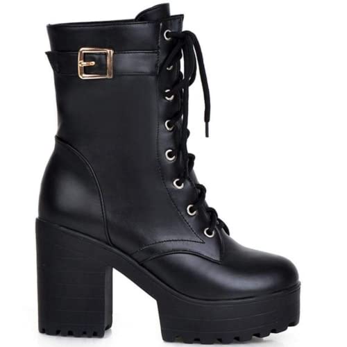 Womens Ankle High Heel Boots High Heels Ankle Booties for Women Platform Lace Up Zipper Autumn Winter Shoes2