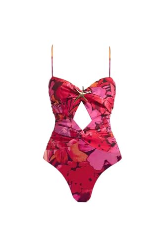Image of AARAM Stylish Premium Women's One Piece Swimsuit with Cover Ups Wrap Skirt Sarong Floral Print Monokini Tummy Control Swimwear, Printed Costume Women Beach Wear