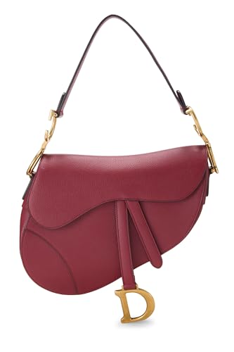 Christian Dior Burgundy Calfskin Saddle Bag Medium