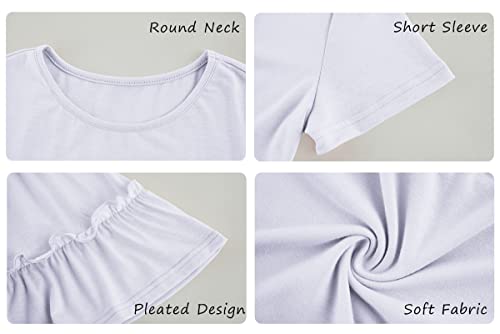 Image of Haloumoning Girls Crew Neck T Shirts Peplum Babydoll Tops Tees 4-15 Years | Girls T-Shirts, Casual Loose Tunic Tops, Cute Ruffle T Shirts, Short Sleeve Shirts, Long Sleeve Blouse