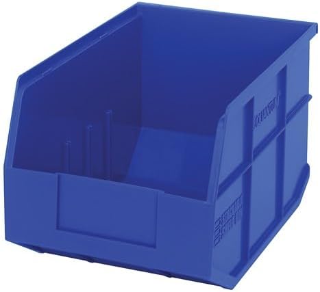 Open Front Plastic Storage Bins, Space-Saving Stackable Bins for Home or Industrial Use, 12" x 11" x 7", 6 Pack - Grey