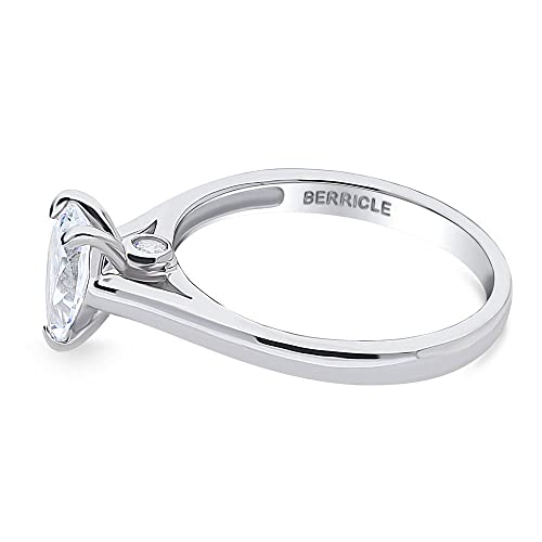 BERRICLE Sterling Silver Solitaire Wedding Engagement Rings 0.8 Carat Pear Cut Cubic Zirconia CZ Promise Ring for Women, Rhodium Plated3