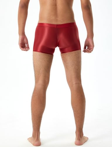 SEAUR Men's Silky Glossy Underwear Low Rise See Through Boxer Briefs Shiny Translucent Trunks Underpants Sexy Smooth Panties4