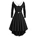 TTWOMEN Robe Femme Noël Faux-Peluche Panneau À Manches Longues Col en V Robe De Soirée Asymétrique (Black, XL)