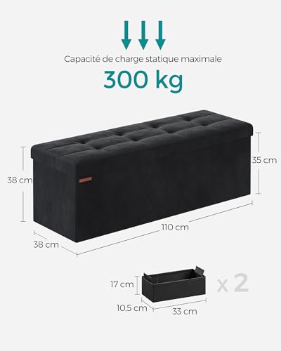 Banc rangement pliable velours 131 L SONGMICS