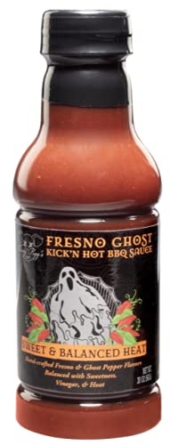Tony Piggs Hot BBQ Sauce Fresno Ghost Flavor (19oz)- Great Condiment Topping for Wings, Ribs & Burgers at Football Tailgate Parties - Barbecue Sauce w Hot Sauce Heat from Fresh Peppers - Grilling Gift