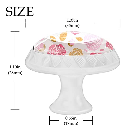 Boutons de placard roses et feuilles pour commode rétro