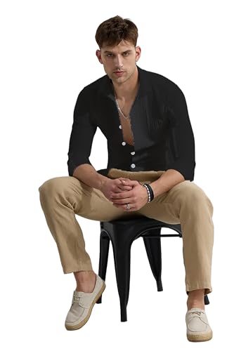Image of Lonexo Popcorn Cotton Shirts for Men || Casual Shirt for Men || Men Stylish Full Sleeve Shirt || Men Fancy Shirt || Men Full Sleeve Shirt || Plain Shirts for Men