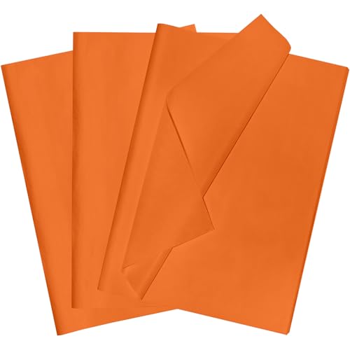 POPOYU 60 Blatt Seidenpapier Geschenkpapier Orange,35x50cm Seidenpapier Verpackungsmaterial Papier Tissue Paper Packseide für Weihnachten Orangefarbenes Seidenpapier für Geschenktüten