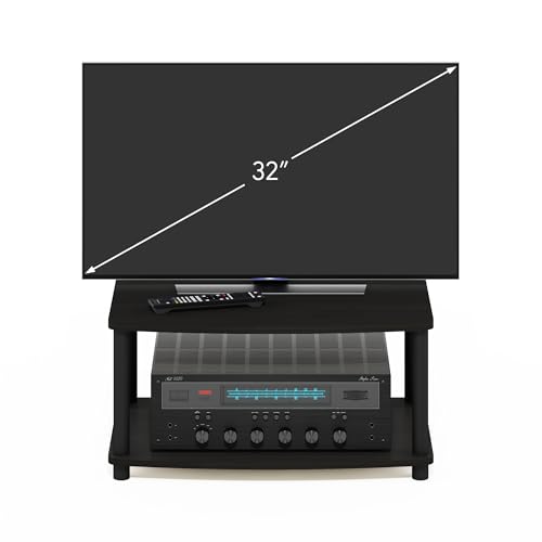 Image of Furinno Turn-N-Tube TV Riser Stand, 2-Tier Small Elevated No Tools TV Stand, Console for TV up to 32 inch, 15.8 x 23.8 x 11, for Living Room, Bedroom, Espresso