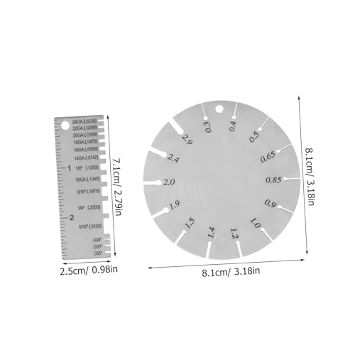 ULTECHNOVO 2 piezas calibre de alambre de acero inoxidable para medición precisa de diámetro de alambre y espesor de metal miniatura 2