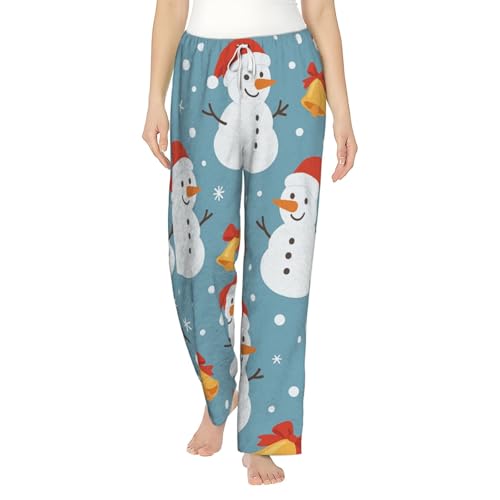 Pantalon de pyjama en polaire pour femme avec motif bonhomme de neige