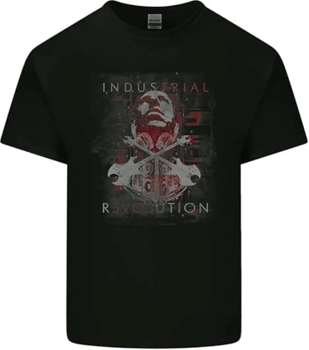 Industrial Revolution Música Rock Guitarra Algodón Hombre Camiseta Top(Large)