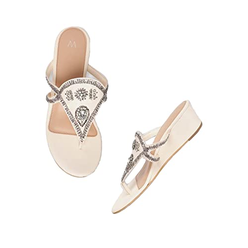 Image of W Women's Thong Strap Embroidered Open Wedge
