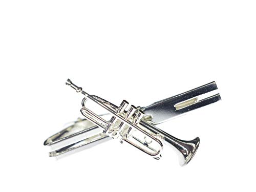 Pisacorbatas de trompeta plateada clip de lazo para traje de hombre