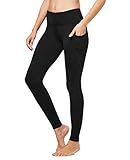 FitsT4 Women's High Waisted Fleece Lined Thermal Legging Tights Winter Yoga Pants with Pockets Black M
