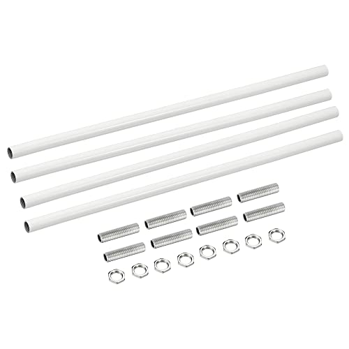 Image of MECCANIXITY Threaded Extension Rod, 11.8 inch Lamp Pipe with Connector Light Fixture Parts for Pendant Light Island Lighting Chandeliers Stems, White 4 Set