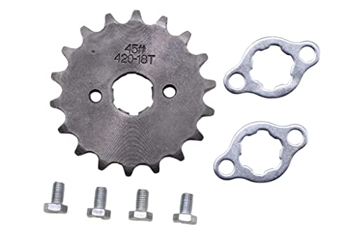 Trkimal Motorcycle 420-18T Front Sprocket 20mm for 50cc 70cc 90cc 110cc 125cc Dirt Pit Bike Mini Bike TaoTao Roketa Coolster Sunl Lifan Loncin ATV Quad 4 Wheeler Moped (420-18T, 20MM)