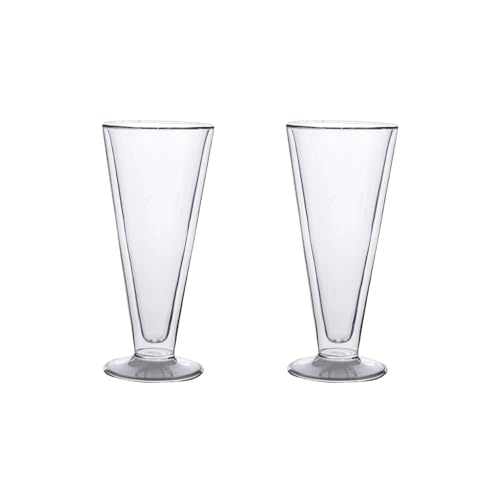 Image of Nestasia Double Wall Cocktail Glasses | Crystal Clear Tall Glass for Mocktails, Cold Drinks & Beverages | 300ml - Set of 2