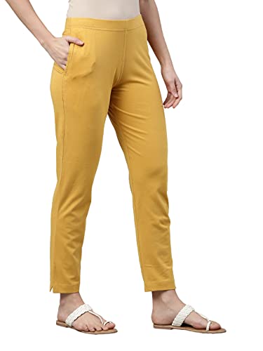 Image of GO COLORS Cotton Stretch Kurti Pants Full Length for Women | Breathable, Mid Rise, Tall