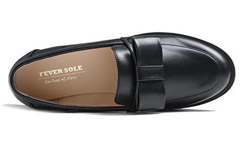 Image of FEVERSOLE Women's Fashion Dress Comfort Low Heel Office Penny Loafer Flats