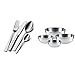 WMF 1166006043 Set de 24 Couverts de service, Acier Inoxydable, Argent, , 44 x 27 x 5 cm & Gourmet Set de 4 saladiers en acier inoxydable Cromargan, Bord verseur à 360°
