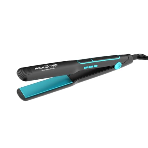 Ikonic 2 in 1 Straight n Curl Wide Hair Straightener (Wide - Black & Teal)