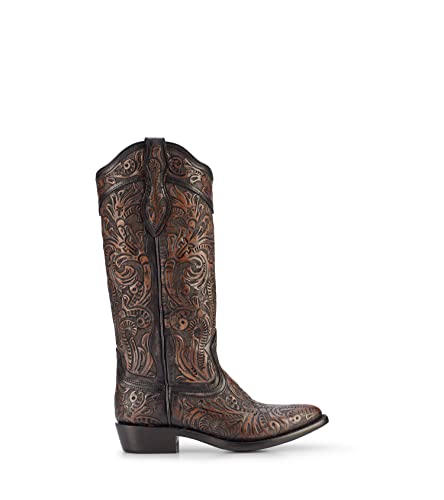Fodera in pelle Frye Billy Daisy Pull On Tooled da donna, nero, 39 EU