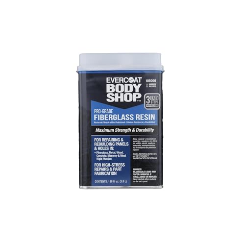 Evercoat Body Shop 105006 Pro-Grade Fiberglass Resin for Repairing and Rebuilding Panels & Holes in Fiberglass, Metal, Wood & More, Easy Mix Hardener Included 128 Fl Oz.